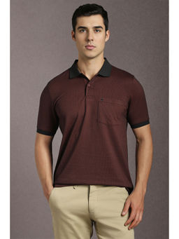 Louis Philippe - Maroon Printed Regular Fit Polo T-Shirt
