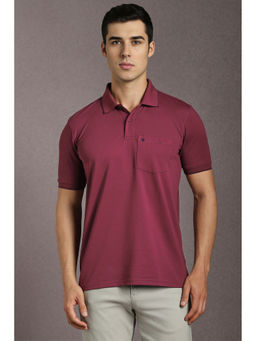 Louis Philippe - Maroon Solid Regular Fit Polo T-Shirt