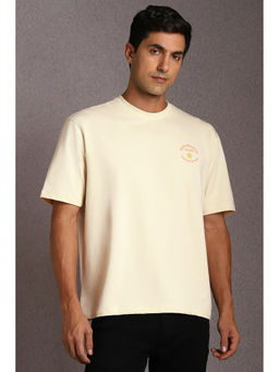 Louis Philippe - Beige Printed Relaxed Fit T-Shirt