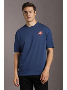 Louis Philippe - Navy Blue Printed Regular Fit T-Shirt
