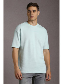 Louis Philippe - Blue Solid Regular Fit T-Shirt