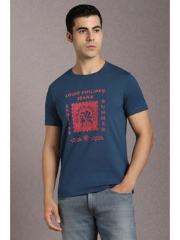 Louis Philippe - Blue Printed Slim Fit T-Shirt