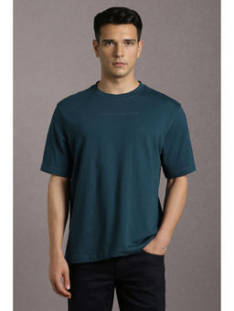 Louis Philippe - Teal Solid Relaxed Fit T-Shirt