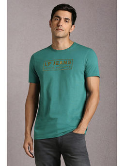 Louis Philippe - Green Solid Slim Fit T-Shirt