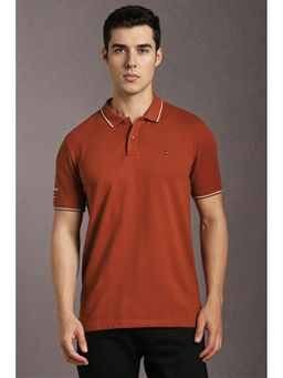 Louis Philippe - Brown Solid Slim Fit Polo T-Shirt
