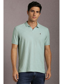 Louis Philippe - Blue Textured Slim Fit Polo T-Shirt