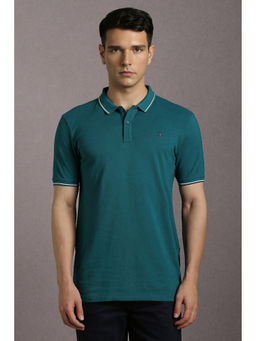 Louis Philippe - Green Solid Slim Fit Polo T-Shirt