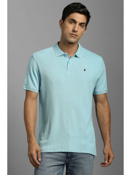 Louis Philippe - Blue Solid Slim Fit Polo T-Shirt
