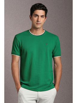 Louis Philippe - Green Textured Slim Fit T-Shirt