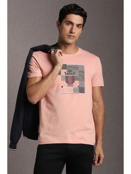 Louis Philippe - Pink Printed Slim Fit T-Shirt