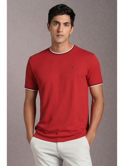 Louis Philippe - Red Textured Slim Fit T-Shirt