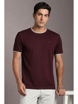 Louis Philippe - Maroon Solid Slim Fit T-Shirt