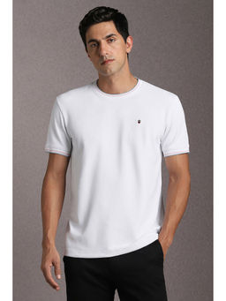 Louis Philippe - White Solid Slim Fit T-Shirt
