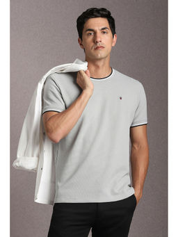 Louis Philippe - Grey Self Design Slim Fit T-Shirt