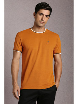 Louis Philippe - Orange Solid Slim Fit T-Shirt