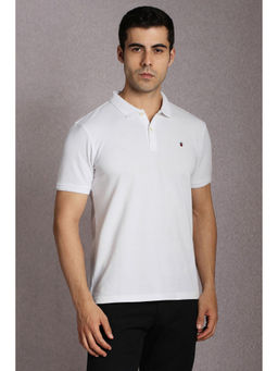 Louis Philippe - White Solid Slim Fit Polo T-Shirt