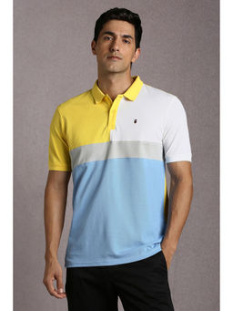 Louis Philippe - Yellow Colorblock Slim Fit Polo T-Shirt