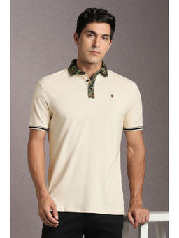 Louis Philippe - Beige Solid Slim Fit Polo T-Shirt