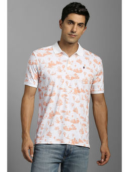 Louis Philippe - White Printed Slim Fit Polo T-Shirt