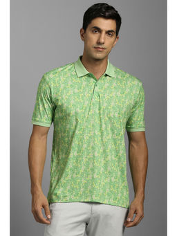 Louis Philippe - Green Printed Regular Fit Polo T-Shirt