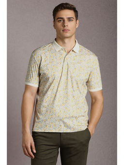 Louis Philippe - Beige Printed Regular Fit Polo T-Shirt