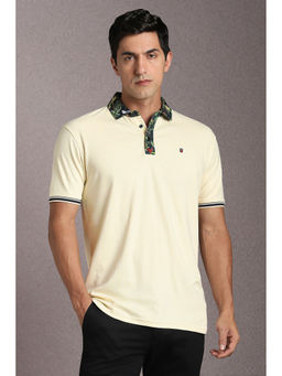 Louis Philippe - Beige Solid Slim Fit Polo T-Shirt