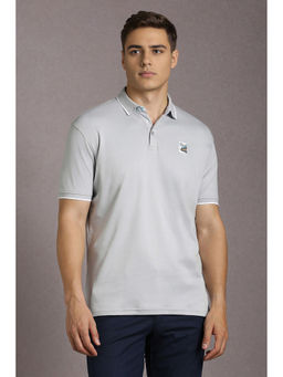 Louis Philippe - Grey Solid Slim Fit Polo T-Shirt