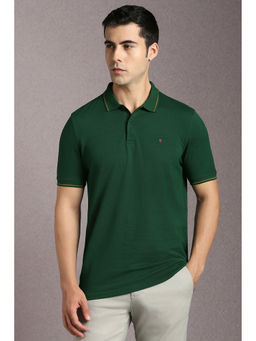 Louis Philippe - Green Solid Slim Fit Polo T-Shirt