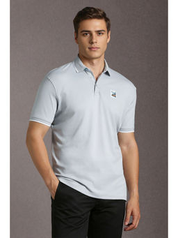 Louis Philippe - Grey Solid Slim Fit Polo T-Shirt