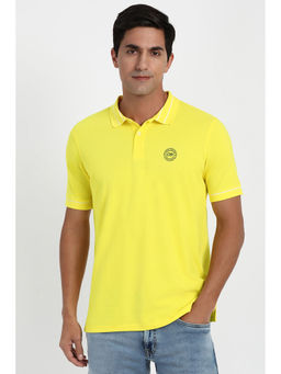 Peter England - Yellow Solid Regular Fit Polo T-Shirt