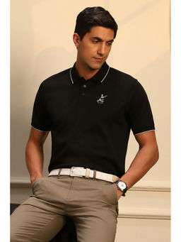Peter England - Black Printed Regular Fit Polo T-Shirt