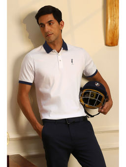 Peter England - White Printed Regular Fit Polo T-Shirt