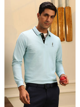Peter England - Blue Printed Regular Fit Polo T-Shirt