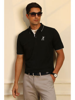 Peter England - Black Printed Regular Fit Polo T-Shirt