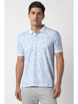 Peter England - Blue Printed Regular Fit Polo T-Shirt