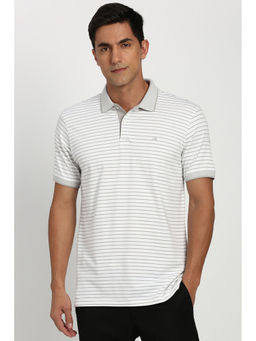 Peter England - White Stripes Regular Fit Polo T-Shirt