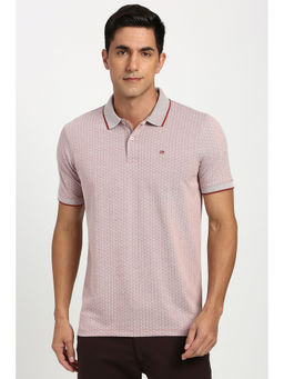 Peter England - Grey Self Design Regular Fit Polo T-Shirt