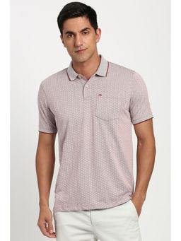 Peter England - Grey Self Design Regular Fit Polo T-Shirt