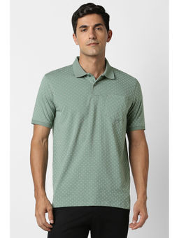 Peter England - Green Printed Regular Fit Polo T-Shirt