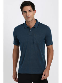 Peter England - Navy Blue Solid Regular Fit Polo T-Shirt