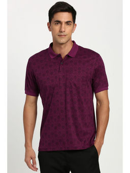 Peter England - Purple Printed Regular Fit Polo T-Shirt
