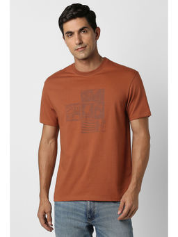 Peter England - Brown Printed Regular Fit T-Shirt