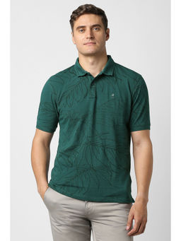 Peter England - Green Printed Regular Fit Polo T-Shirt
