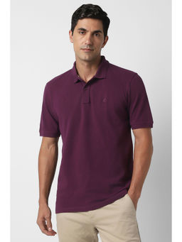 Peter England - Purple Solid Regular Fit Polo T-Shirt