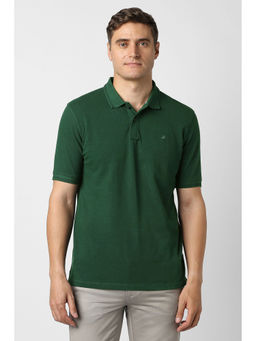 Peter England - Green Solid Regular Fit Polo T-Shirt