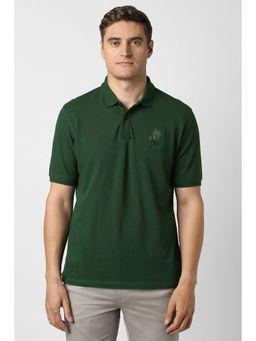 Peter England - Green Solid Regular Fit Polo T-Shirt