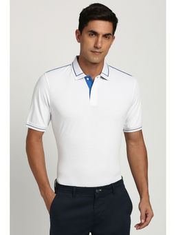 Peter England - White Solid Regular Fit Polo T-Shirt