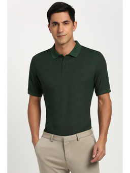 Peter England - Green Self Design Regular Fit Polo T-Shirt