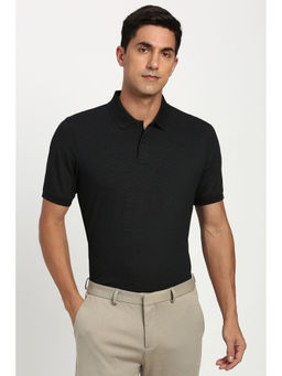 Peter England - Black Printed Regular Fit Polo T-Shirt