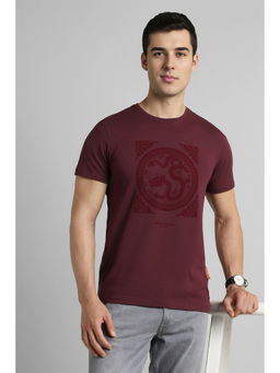 Simon Carter - Maroon Embroidered Slim Fit T-Shirt